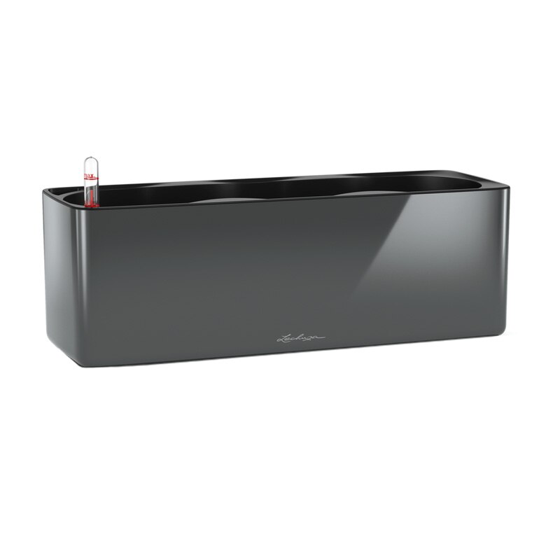Ghiveci Lechuza Cube Glossy Triple (14 x 40 x 13,5 cm) Charcoal 13671