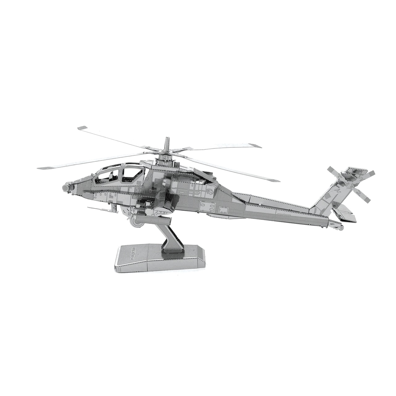 Set de Constructie Metal Earth AH-64 Apache, Puzzle 3D, Metal, 48 piese, 12.2 x 12.2 x 5.5 cm