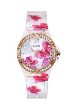Guess, Ceas quartz decorat cu cristale, Auriu rose/roz fucsia/alb Guess, Ceas quartz decorat cu cristale, Auriu rose/roz fucsia/alb