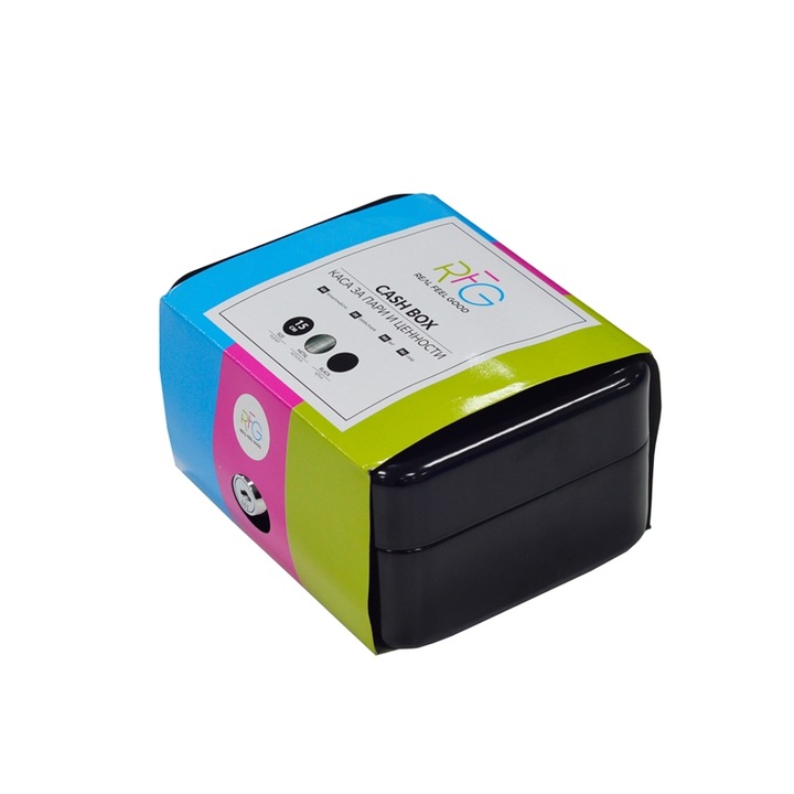 Caseta pentru bani, RFG REAL FEEL GOOD, Otel, Negru, 90x 152x 118mm