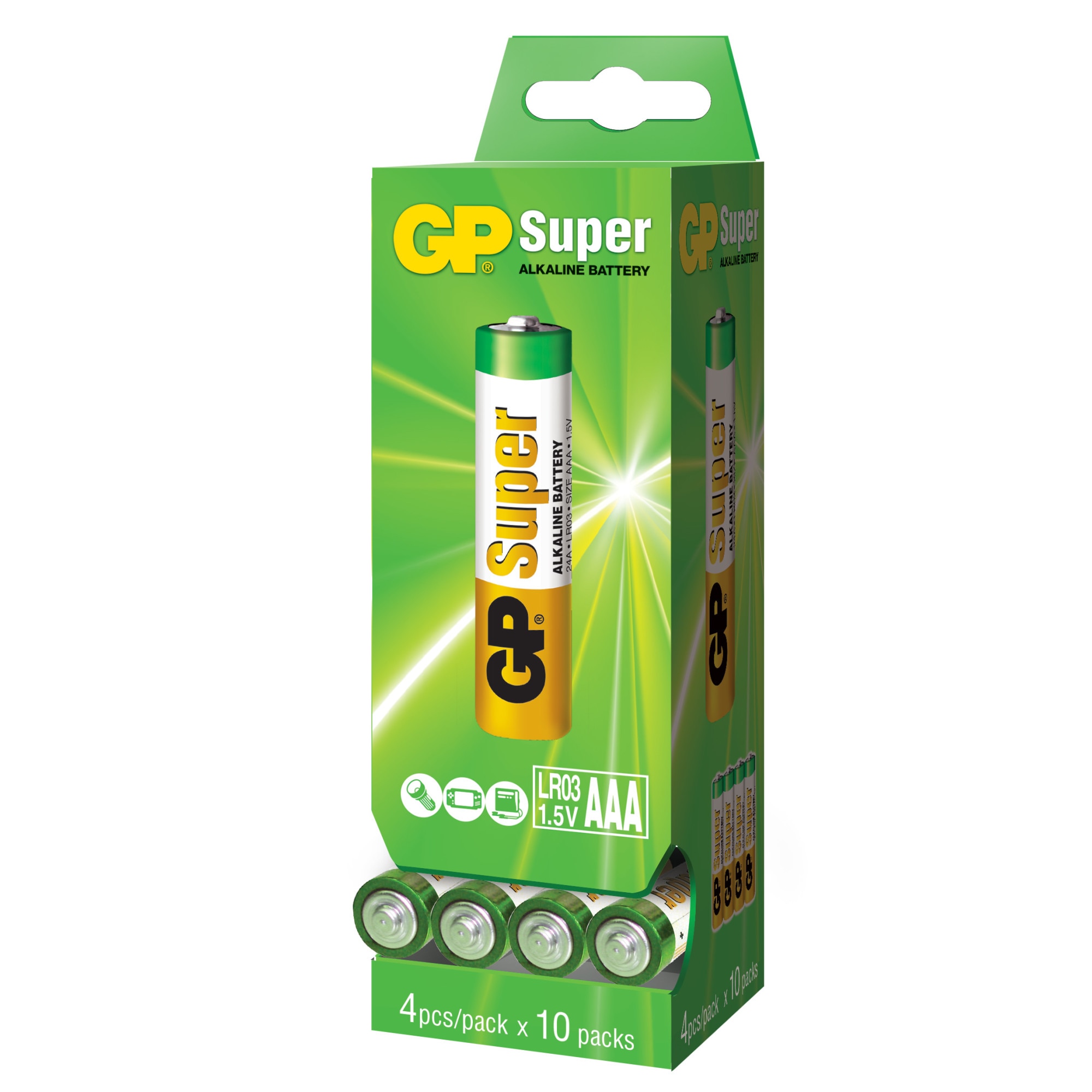 Baterii alcaline GP-Batteries Alcaline AAA, LR3, set 40 bucati, 1.5 V, zero mercur, zero cadmium