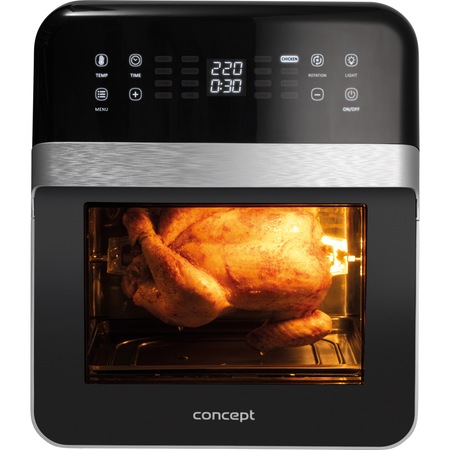 Friteuza Airfryer Concept FR1200, 1600 W, 12 l, 16 programe, display led, rotisor, gratar, Negru