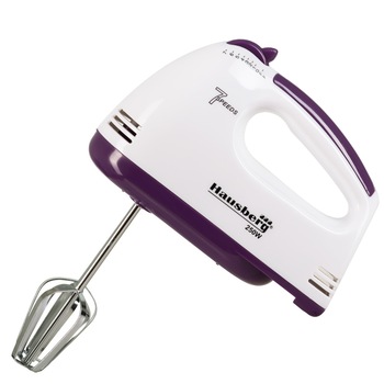 Mixer de mana, Hausberg HB-4112, Alb/Mov, 250 W, 7 viteze Mixer de mana, Hausberg HB-4112, Alb/Mov, 250 W, 7 viteze