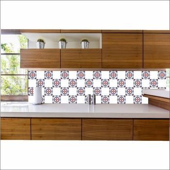 Set 6 buc stickere autocolante faianta decorativa 20cm x 20cm model Floarea soarelui cu petale albastre Set 6 buc stickere autocolante faianta decorativa 20cm x 20cm model Floarea soarelui cu petale albastre