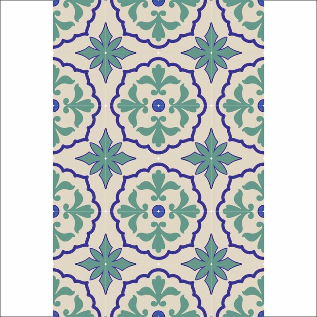 Set 6 buc stickere autocolante faianta decorativa 20cm x 30cm model steluta contur albastru 1