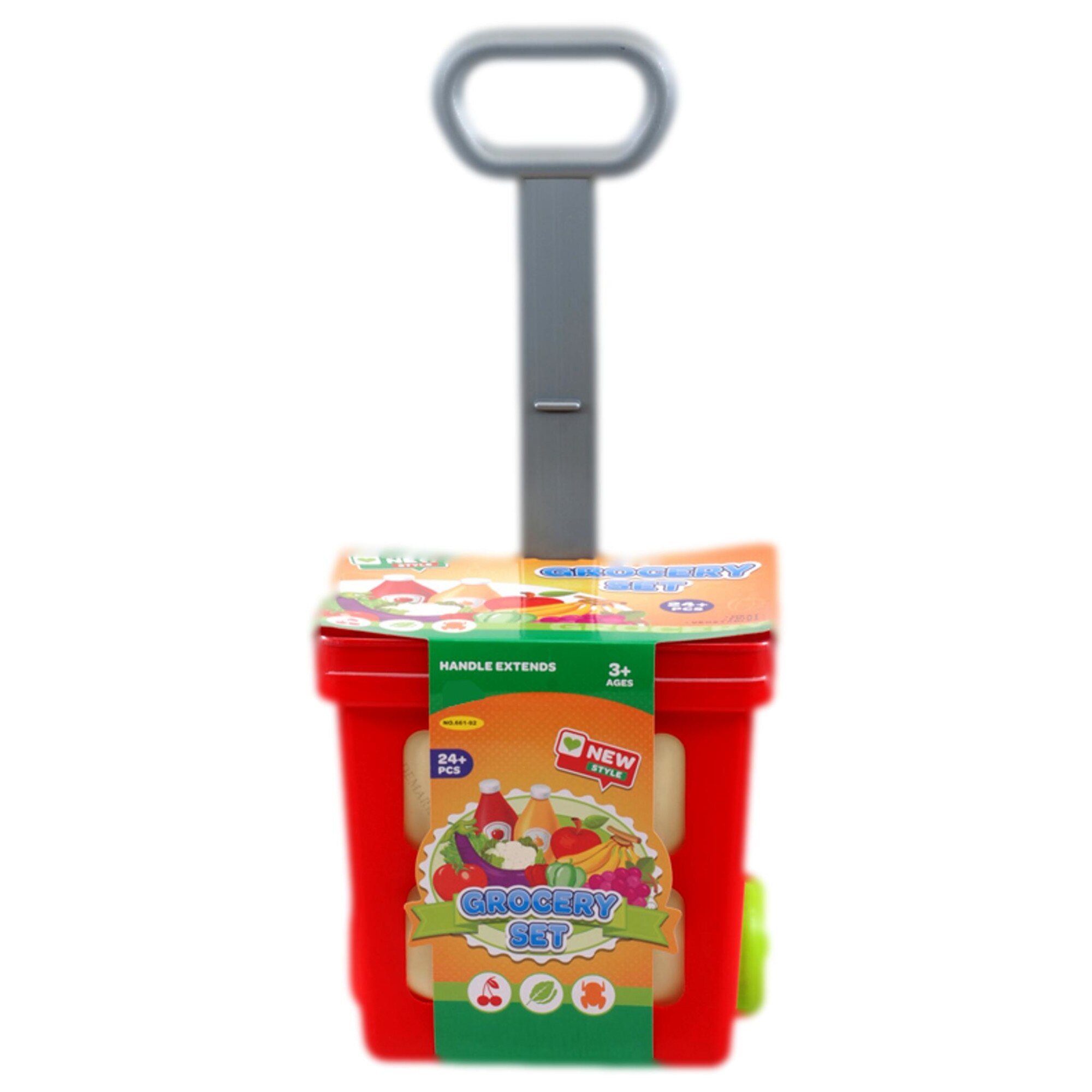 Jucarie set Supermarket tip troller, 24 accesorii incluse, Produse Alimentare, Fructe si Legume, pentru copii
