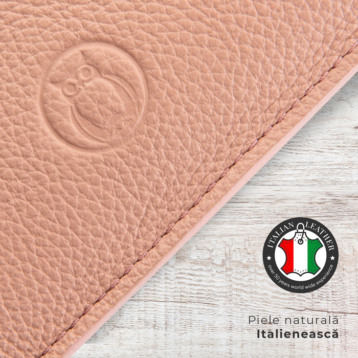Husa laptop, MacBook PRO 13 inch, piele naturala cu mouse pad, inchidere magnetica, margini vopsite manual, e-store, nude