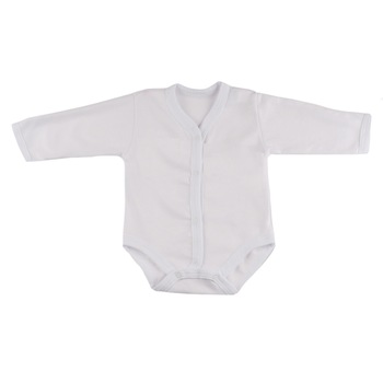 Body cu maneca lunga pentru bebelusi Pifou Model11, Alb, 42-46 cm Body cu maneca lunga pentru bebelusi Pifou Model11, Alb, 42-46 cm