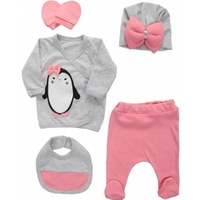 set 5 piese haine bebemodel pinguin 0-3 luniroz gri imagen 2_0_
0