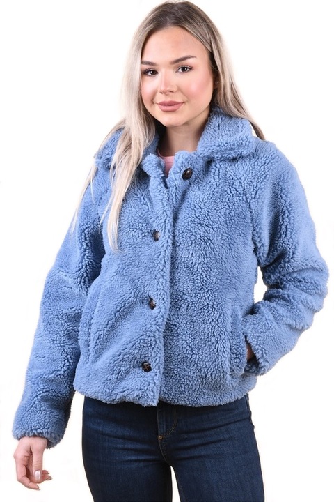 Only Beauty Blue bolyhos női kabát, kék, S 36 EU méret