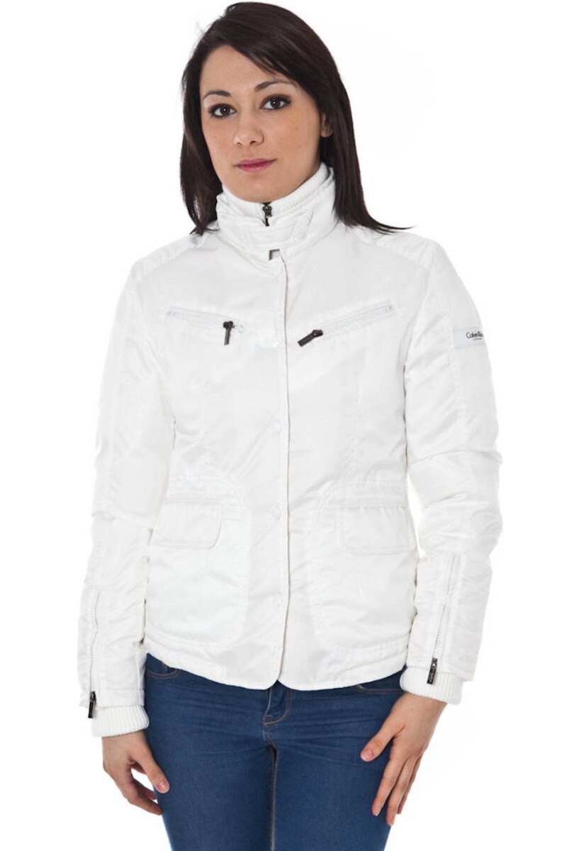 Geaca CALVIN KLEIN, din pene si puf de gasca, cu garnitura detasabila, alba, M