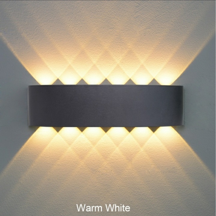 Aplica Led 6W, de perete, exterior/interior, Iluminare sus /jos, aluminiu, negru, lumina rece, clasa protectie IP65