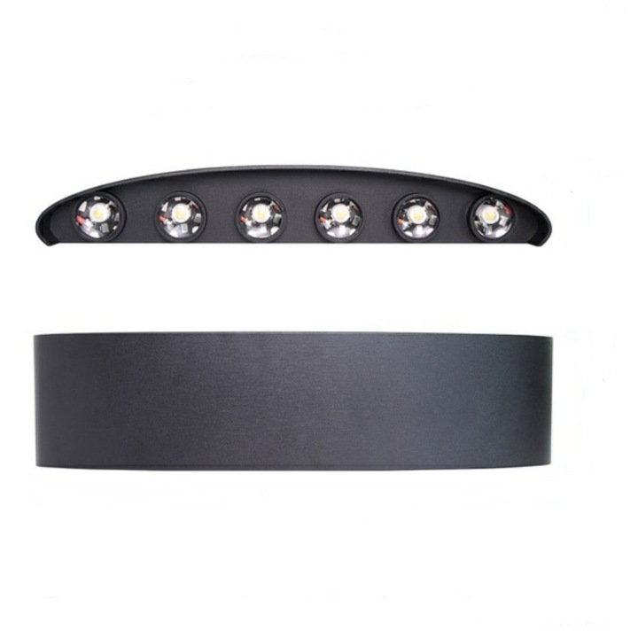 Aplica led perete 12W , Negru , Iluminare sus /jos , Aluminiu , Exterior , Lumina Calda , 1080LM , IP65