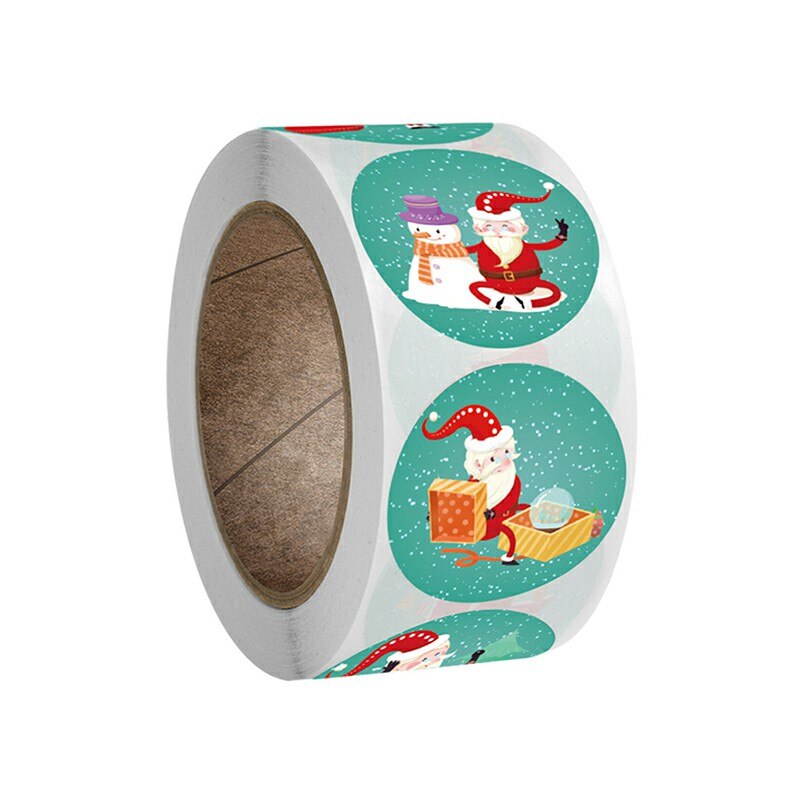 Rola 500 etichete autocolante cu Mos Craciun pentru decorare, sigilare, handmade, multicolor, BBL2013