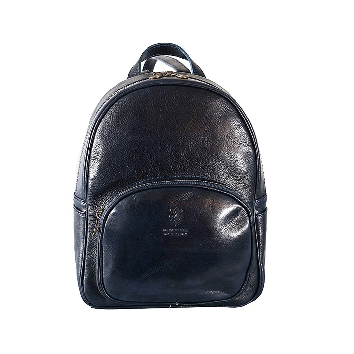 Rucsac dama din piele naturala vachetta, util land, bleumarin, R115E