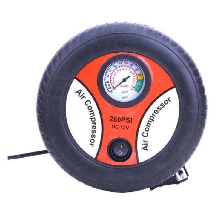 Compresor auto cu alimentare la bricheta, forma anvelopa, 12V, 260 PSI, putere 90W Selling Depot ®