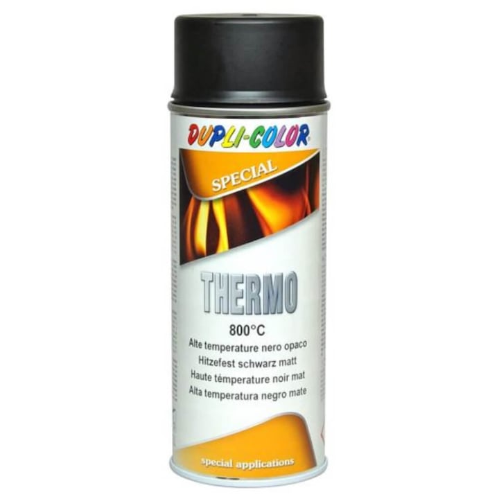 Vopsea Spray Rezistenta la Temperatura de 800 de Grade DUPLI-COLOR Thermo, 400ml, Negru
