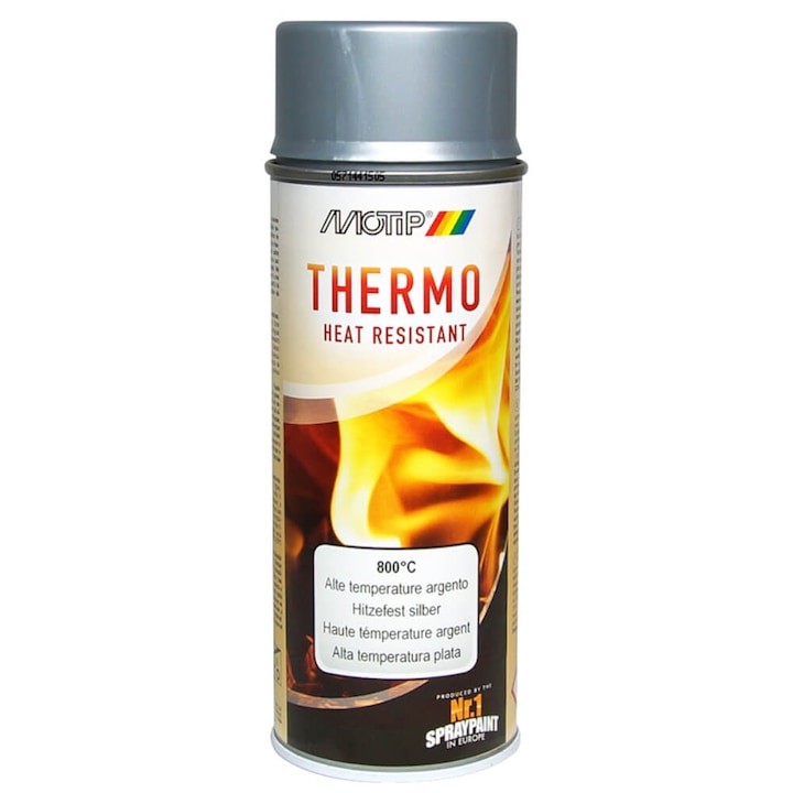 Vopsea Spray Rezistenta la Temperatura de 800 de Grade DUPLI-COLOR Thermo, 400ml, Argintiu