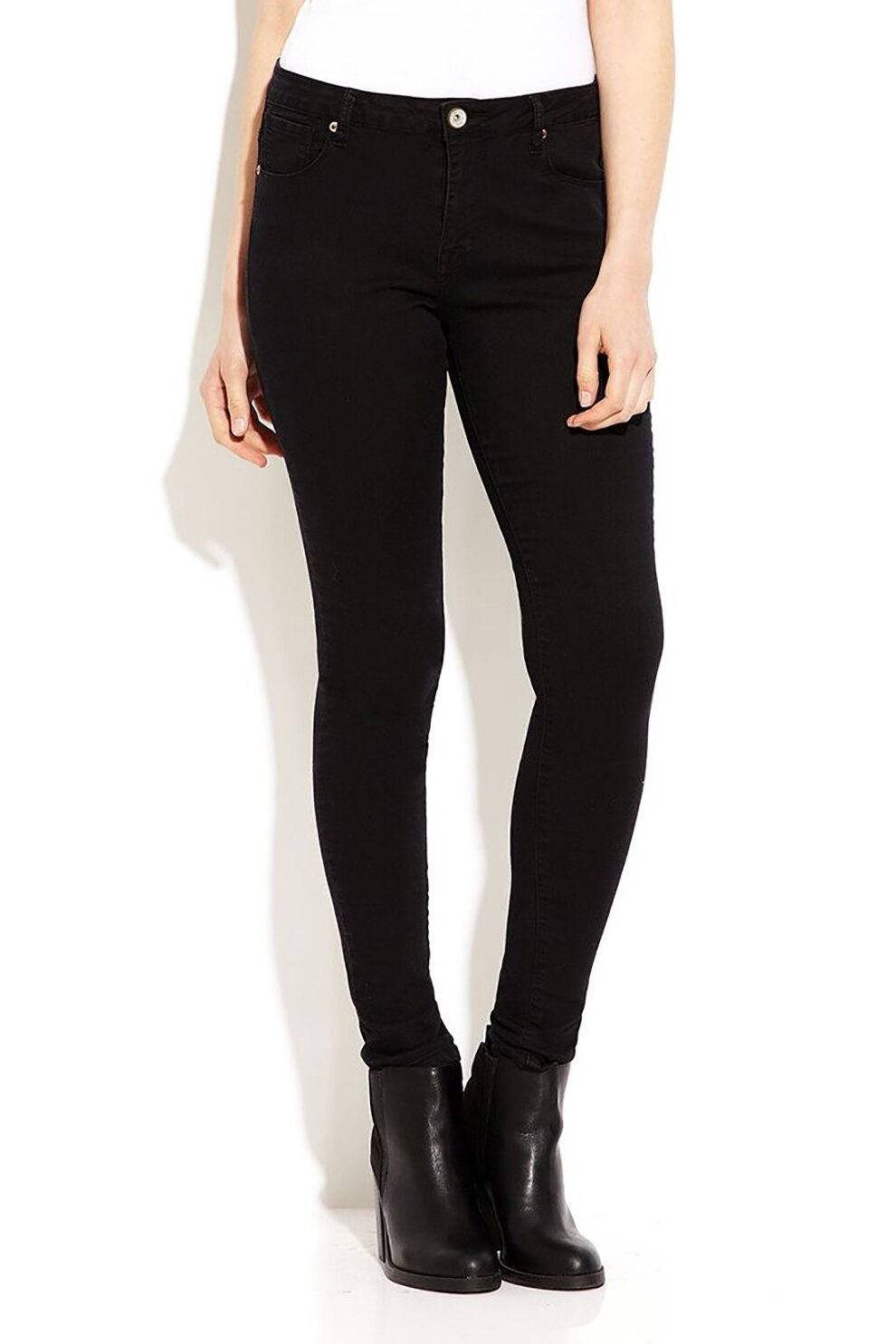 BRAVE SOUL, Blugi skinny cu talie medie Julia, Negru