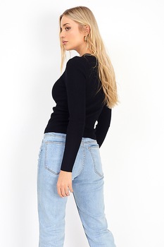 BRAVE SOUL, Bluza cu maneci lungi si decupaj frontal Snippy, Negru BRAVE SOUL, Bluza cu maneci lungi si decupaj frontal Snippy, Negru