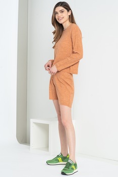 BRAVE SOUL, Set de pulover tricotat fin si pantaloni scurti Bedford, Maro caramel BRAVE SOUL, Set de pulover tricotat fin si pantaloni scurti Bedford, Maro caramel