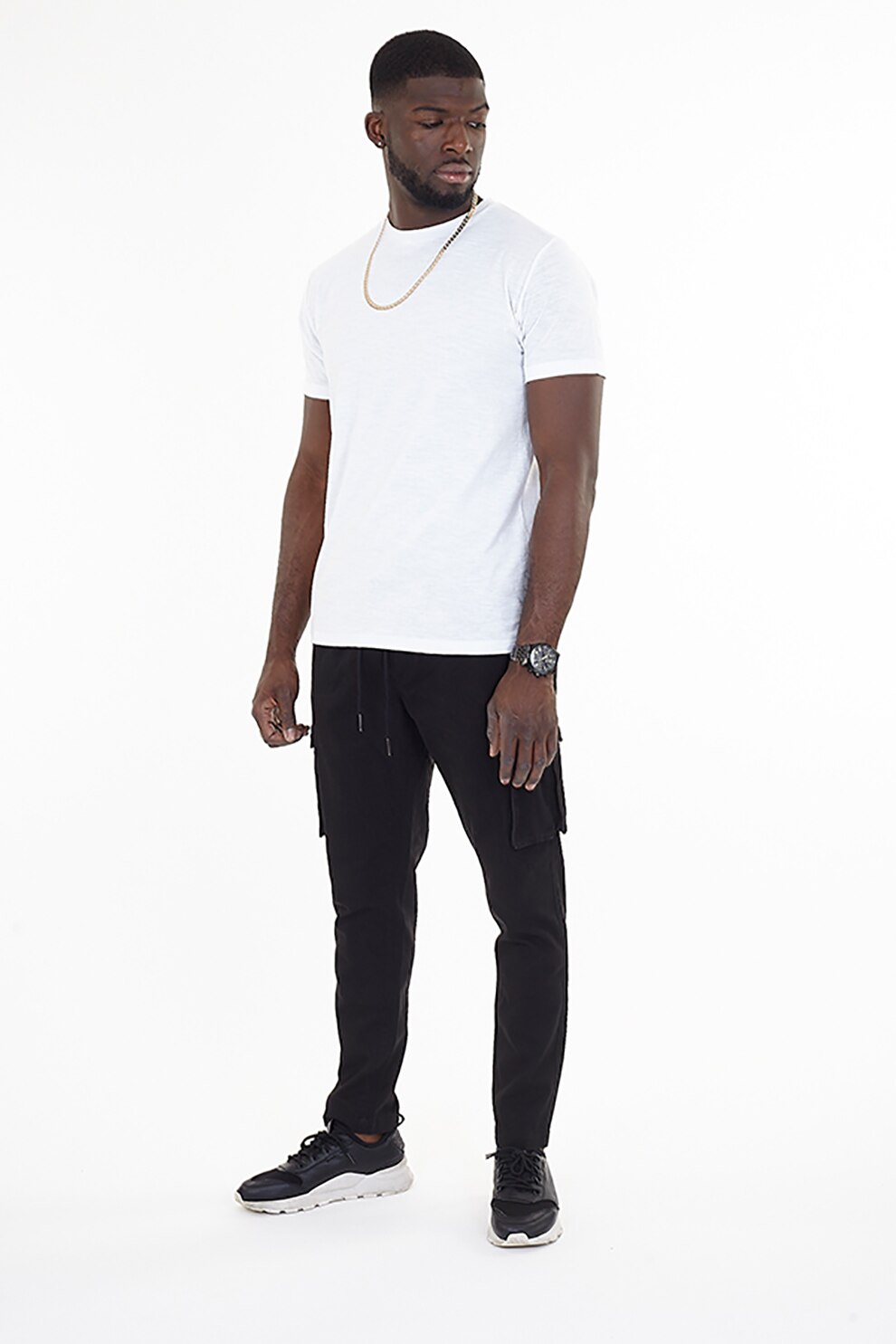 BRAVE SOUL, Pantaloni cu snur si buzunare laterale Vermont, Negru