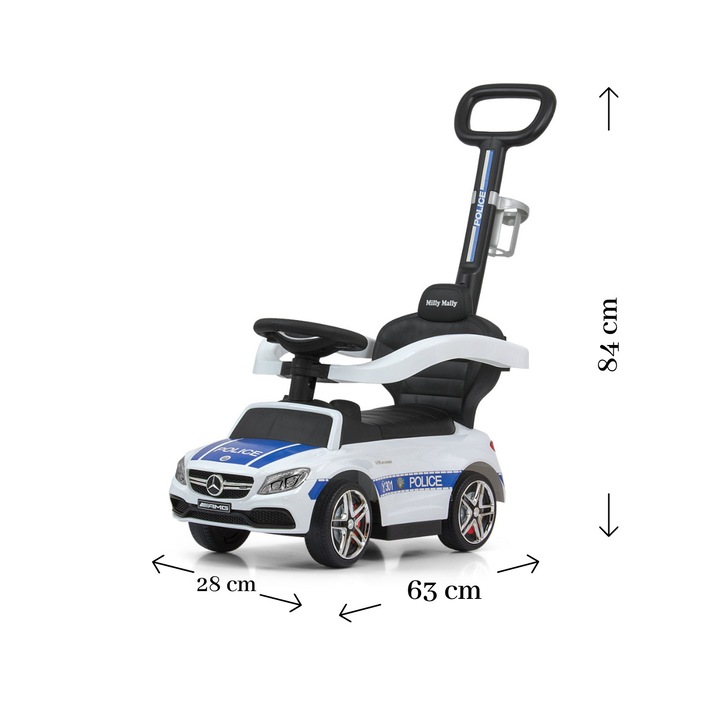 Masinuta copii 3 in 1, Milly Mally, Mercedes AMG C63, Police