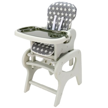 Scaun de masa Asalvo 2 in 1 Convertible Stars Grey, reglabil, Gri Scaun de masa Asalvo 2 in 1 Convertible Stars Grey, reglabil, Gri