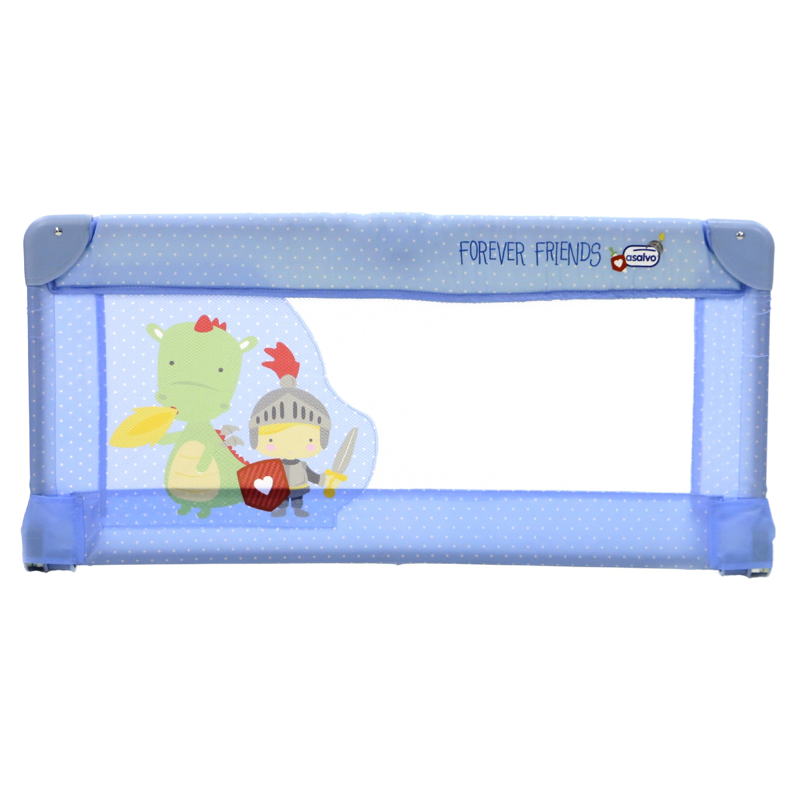 Bariera de protectie pat copii Asalvo Camelot, 90 x 43.5 cm, Albastru