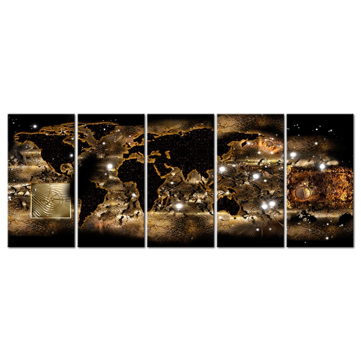 Картина Artgeist, Световна карта през нощта, 200 см x 80 см