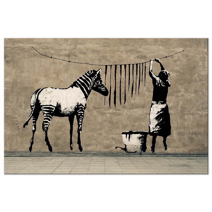 Картина Artgeist, Banksy: Измиване на зебра от бетон (1 част) ширина, 120 см x 80 см