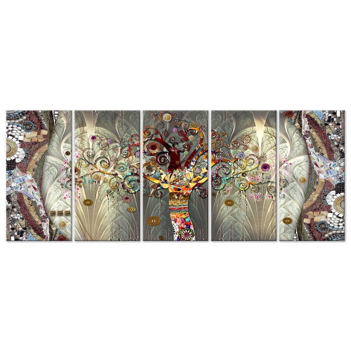 Картина Artgeist, Толерантност Дървото на човешкия цвят (5 части) стеснен, 225 см x 90 см