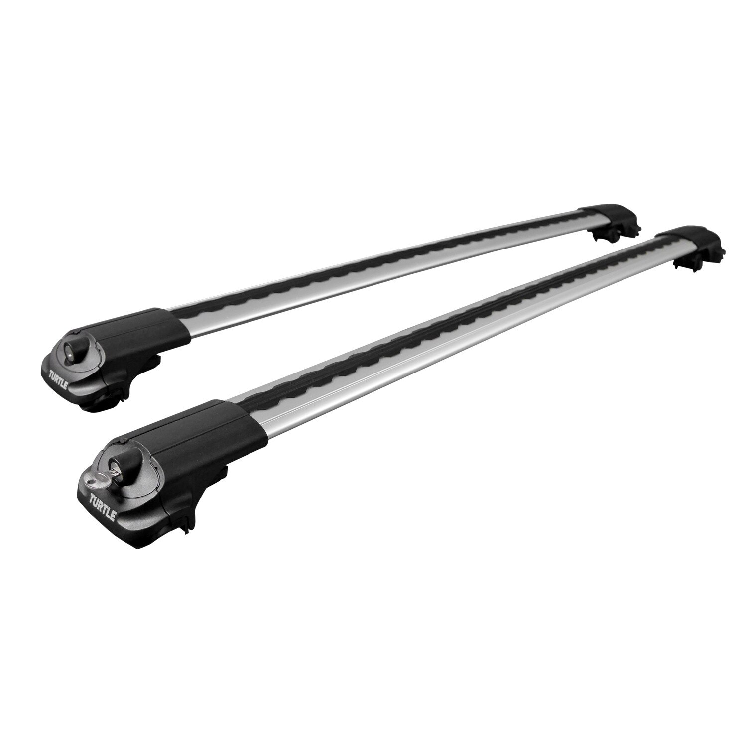 Bare transversale aluminiu portbagaj, Turtle, Air-1, 8282S, Montare pe barele longitudinale, Antifurt, Lungime reglabila, Argintiu