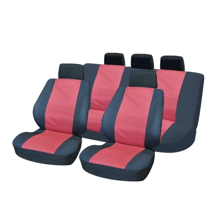 Комплект леки калъфи за столове, универсален модел, текстилен материал, SMARTIC®, 11 части, червен