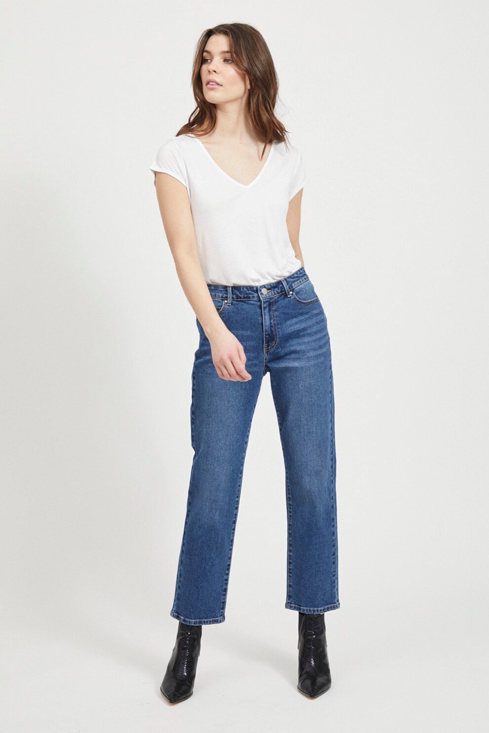 Vila, Tricou cu decolteu in V, Alb