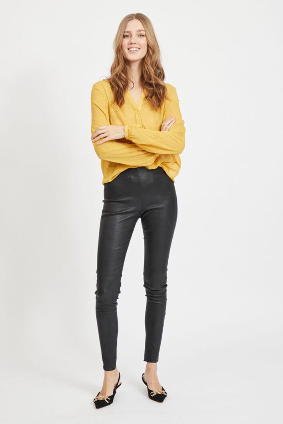 Vila, Camasa cu decolteu in V, Galben sofran