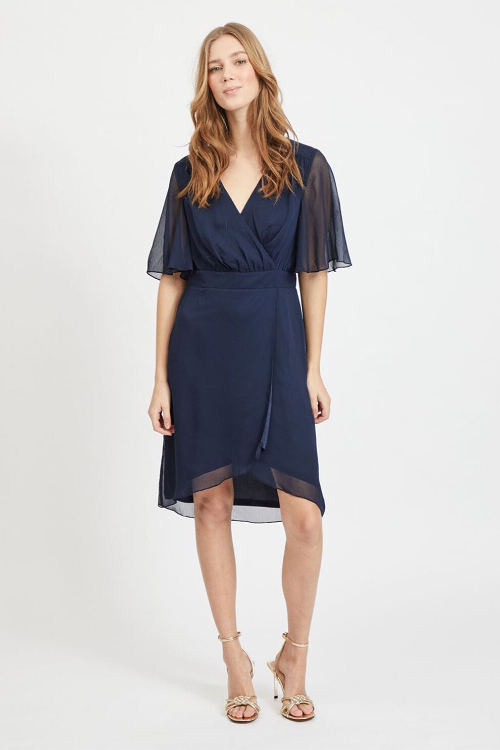 Vila, Rochie mini cu decolteu cache-coeur 1, Bleumarin