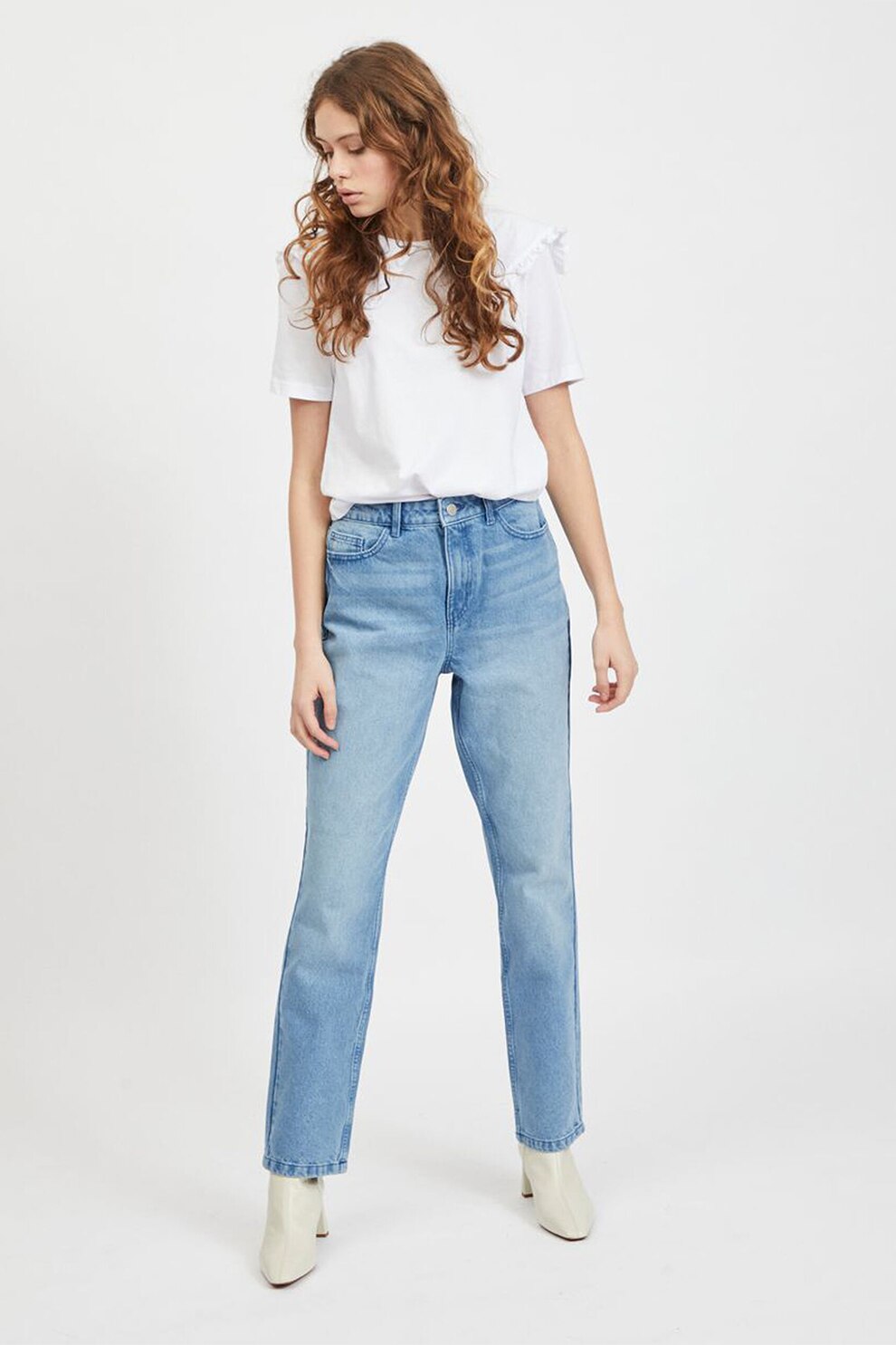 Vila, Blugi drepti de bumbac organic, Albastru deschis