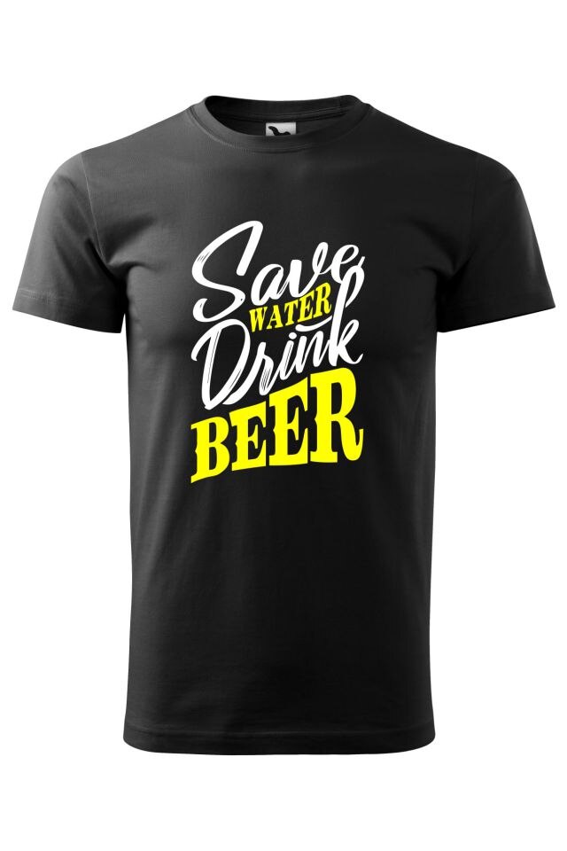 Tricou barbati personalizat Save water drink beer, Adler, Negru