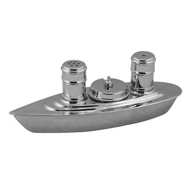 Set de masa sare-piper ,alama nichelata, model cu barca,L 20cm