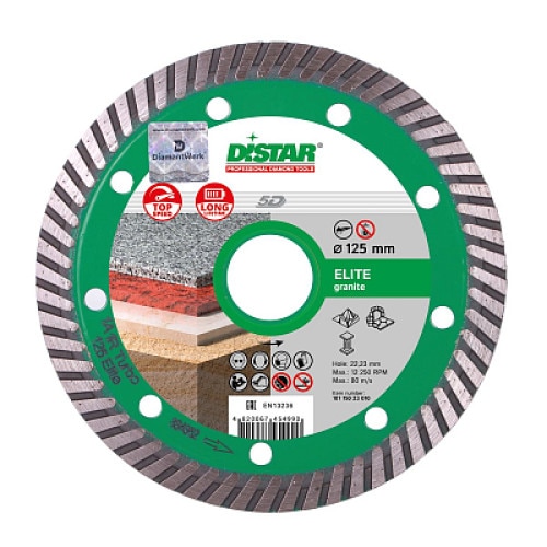 Disc diamantat Elite 125mm Turbo 125x2,2x10x22,23 Granit toate tipurile, marmora