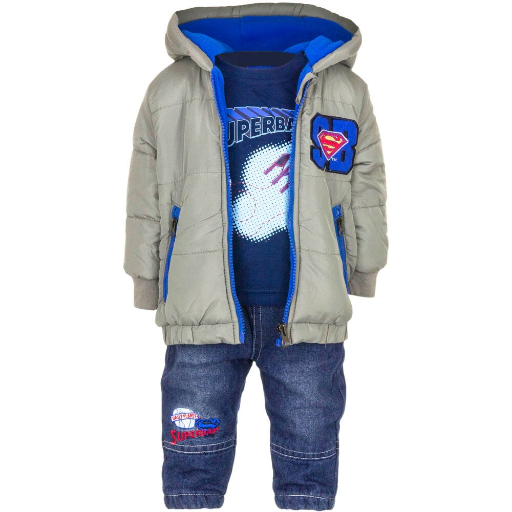 Set Superman 3 piese pentru copii,APH0165, Gri