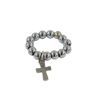 Inel handamade din hematit, Pandantiv in forma de curce din otel inoxidabil, 4 mm, Gri Inel handamade din hematit, Pandantiv in forma de curce din otel inoxidabil, 4 mm, Gri