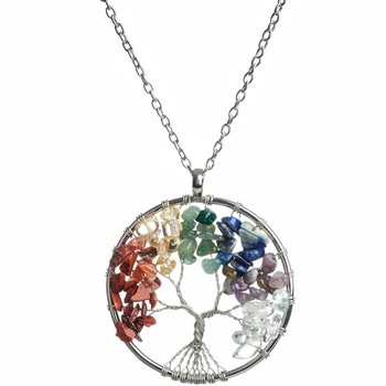 Colier Copacul Vietii cu 7 Chakara, pandantiv cu pietre naturale, talisman pentru dragoste si dezvoltare in cariera Colier Copacul Vietii cu 7 Chakara, pandantiv cu pietre naturale, talisman pentru dragoste si dezvoltare in cariera