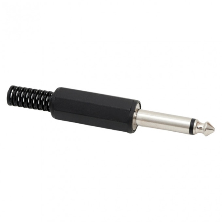 Fisa JACK mono, 6,3 mm, Plastic, cu protectie pentru cablu, Pachet 10 bucati