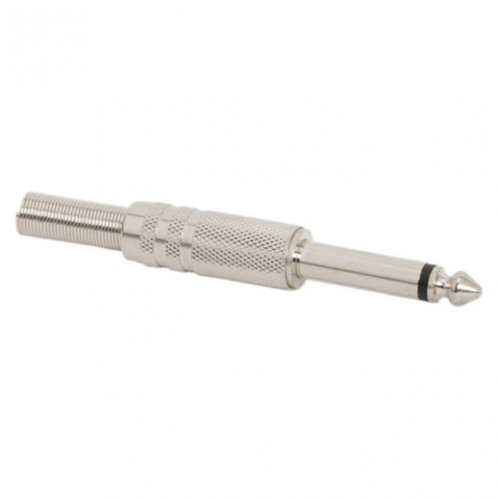 Fisa JACK 6,3 mm, mono, Metalic, cu protectie pentru cablu, Pachet 10 bucati