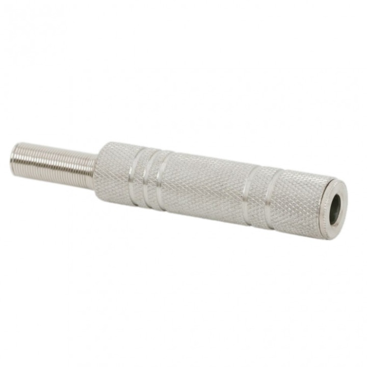 Soclu JACK stereo, 6,3 mm Metalic, cu protectie pentru cablu, Pachet 10 bucati