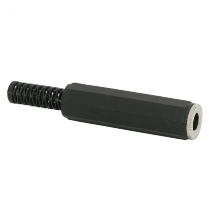 Soclu JACK stereo, 6,3 mm, Plastic, cu protectie pentru cablu, Pachet 10 bucati