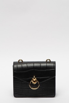 Pinko, Geanta de piele cu bareta de umar si franjuri Lovelink, Negru Pinko, Geanta de piele cu bareta de umar si franjuri Lovelink, Negru