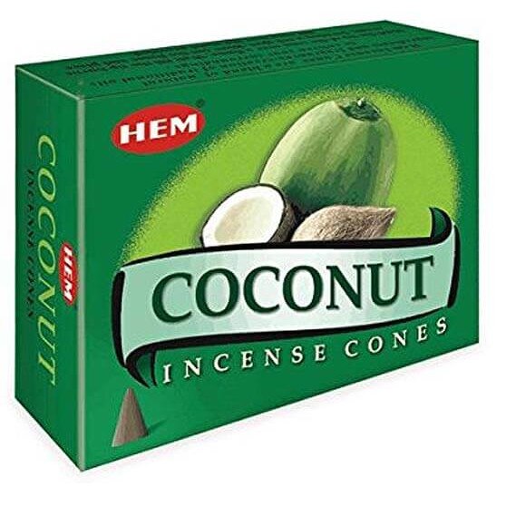 Conuri parfumate Cocos, HEM profesional, suport metalic inclus, miros de nuca de cocos, 10 conuri (25g) aromaterapie